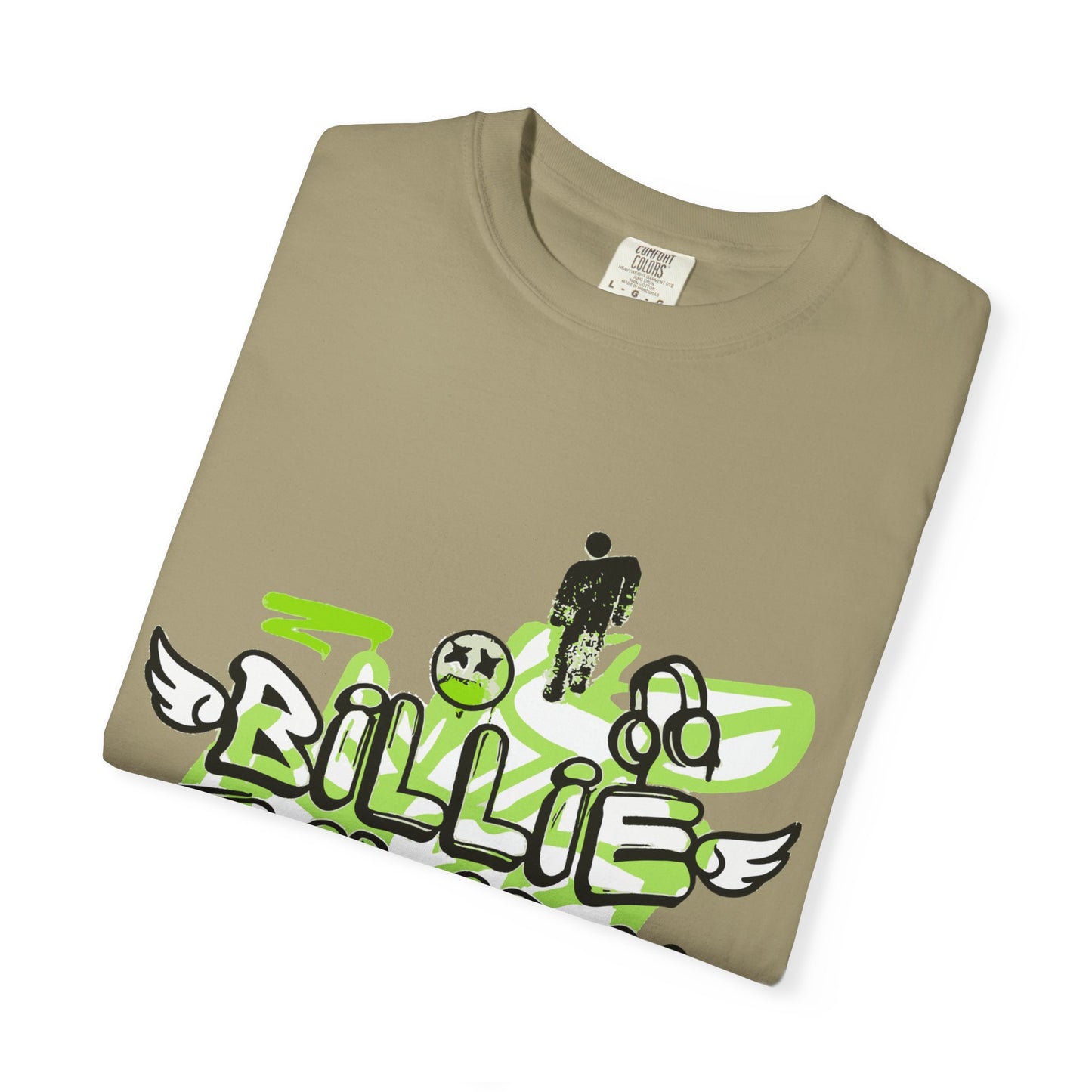 Billie Eilish Inspired Dyed T-shirt – Grunge Angel Graffiti Edition Printify