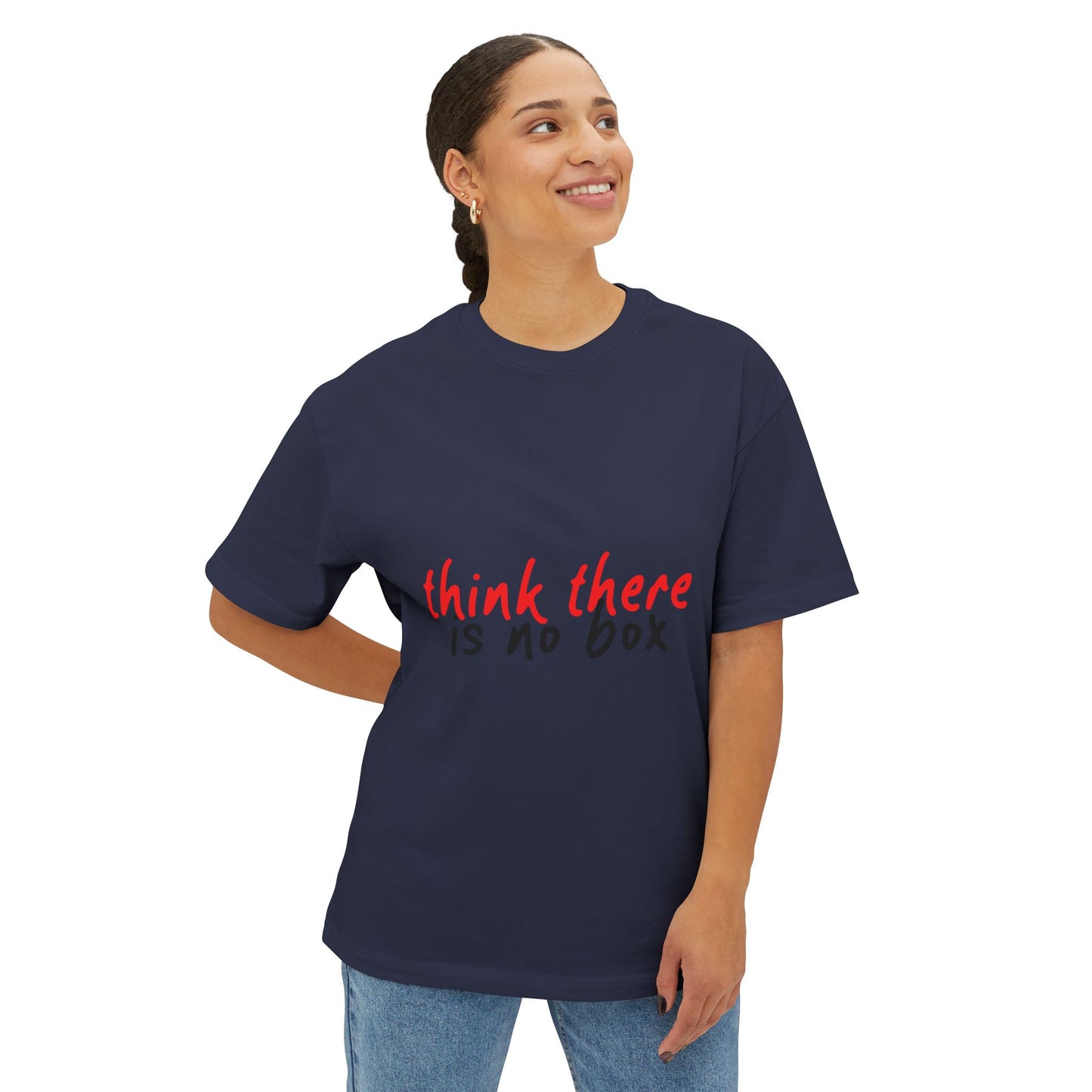 Think There Handwritten Unisex oversized Boxy Tee - snazzymerch