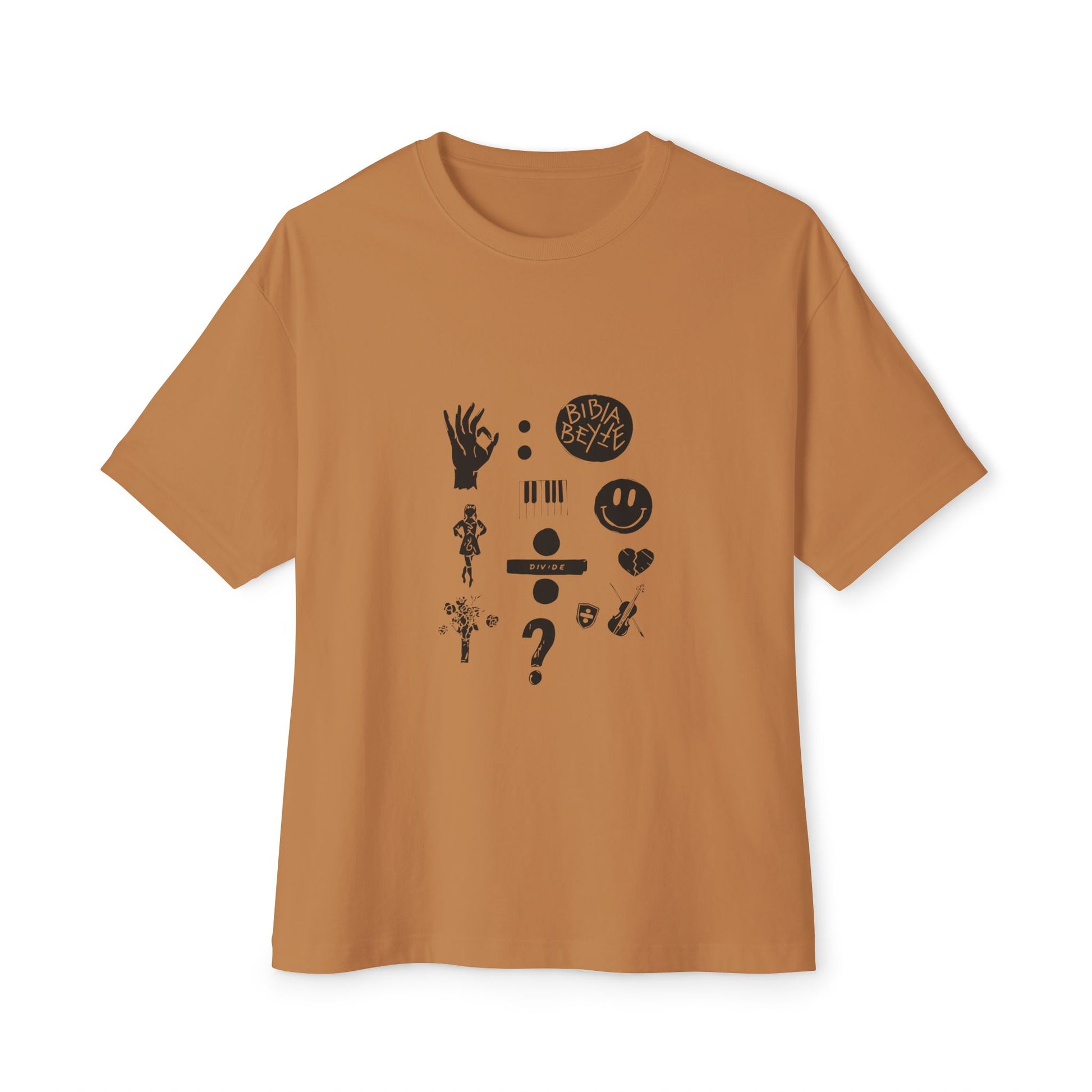 Ocean Wave with Heart Outline Oversized Boxy Tee Printify