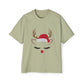 Minimal Reindeer Face Oversized Tee – Cute Christmas Holiday T-Shirt Printify