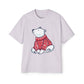 Polar Bear in Red Sweater Oversized Tee – Christmas Sale Edition Printify