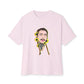 Cartoon Face with Sunflowers Unisex Oversized Boxy Tee Printify