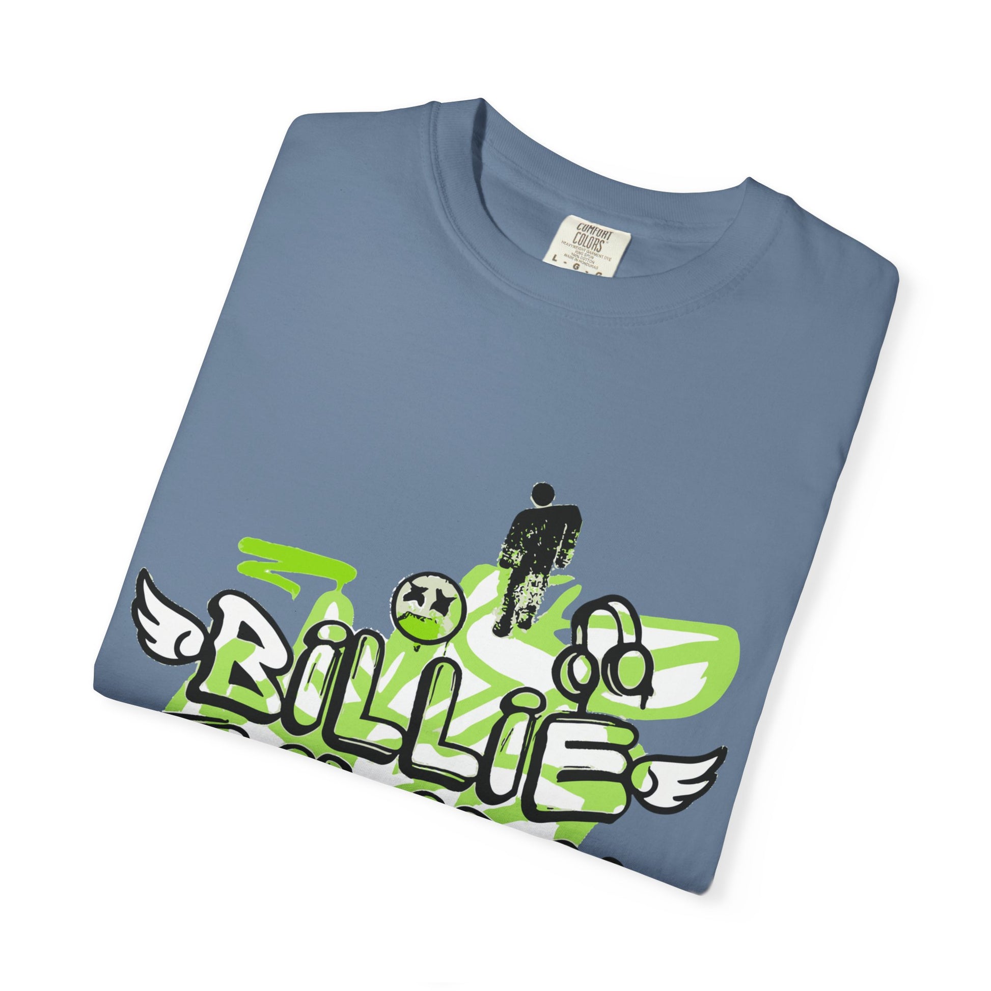 Billie Eilish Inspired Dyed T-shirt – Grunge Angel Graffiti Edition Printify