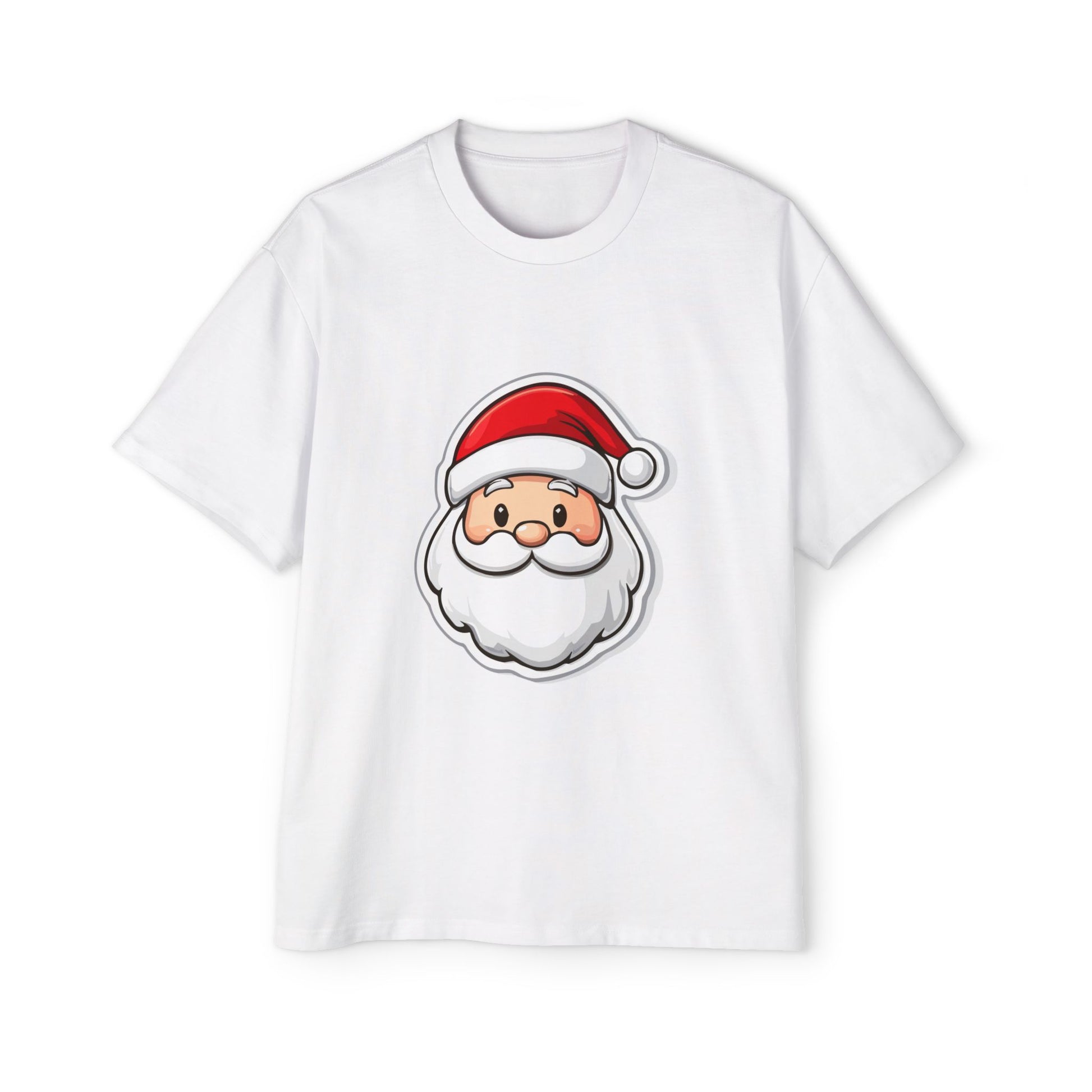 Cute Santa Face Oversized Tee – Festive Christmas Red T-Shirt Printify