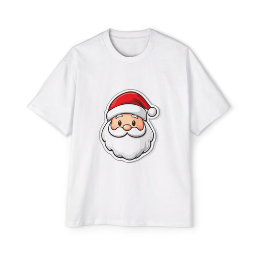 Cute Santa Face Oversized Tee – Festive Christmas Red T-Shirt Printify