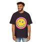 Retro Rainbow Smiley Men's Heavy Oversized Tee - snazzymerch