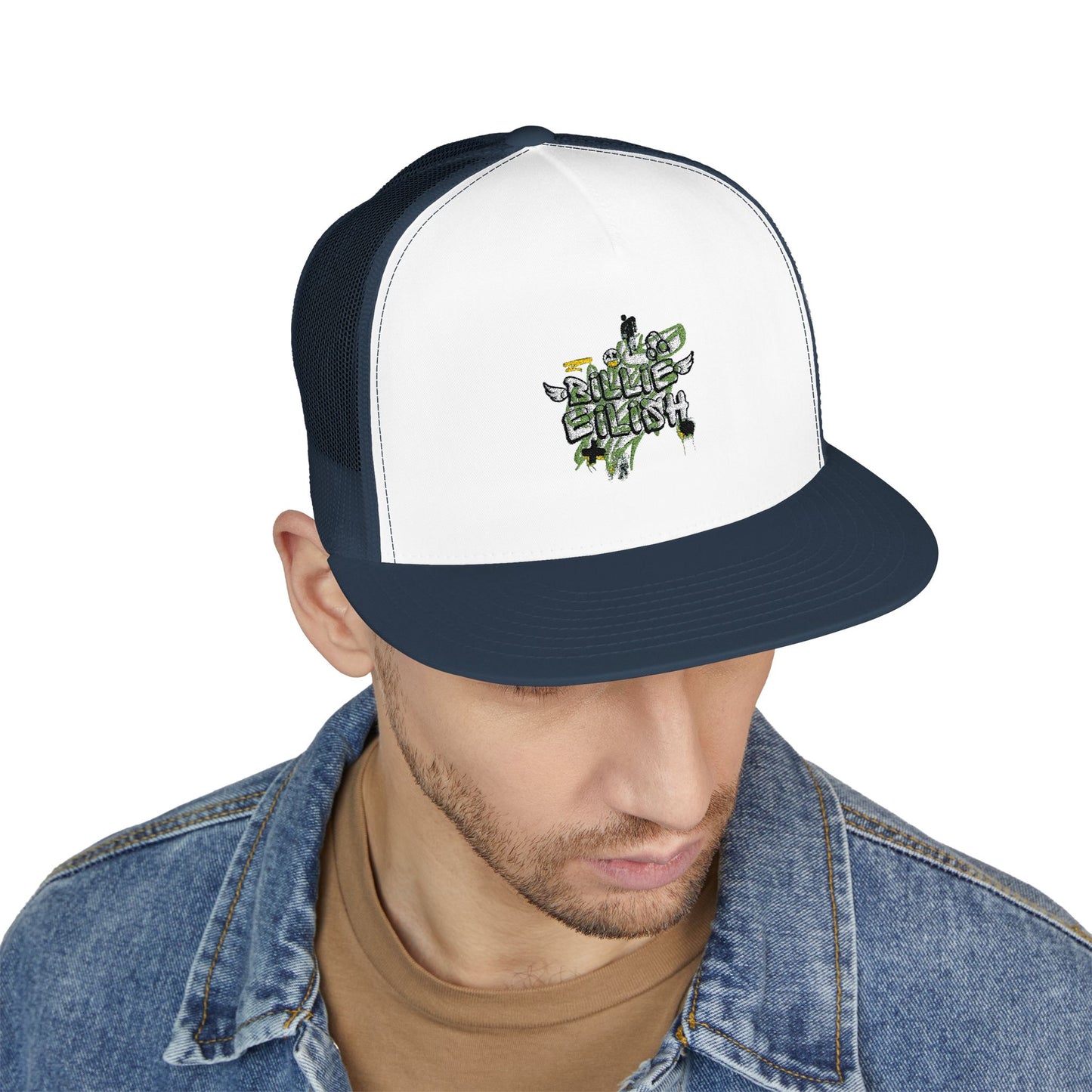 Billie Eilish Inspired Trucker Cap – Grunge Angel Graffiti Edition Printify