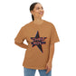 Star Outline Retro Unisex oversized Boxy Tee - snazzymerch