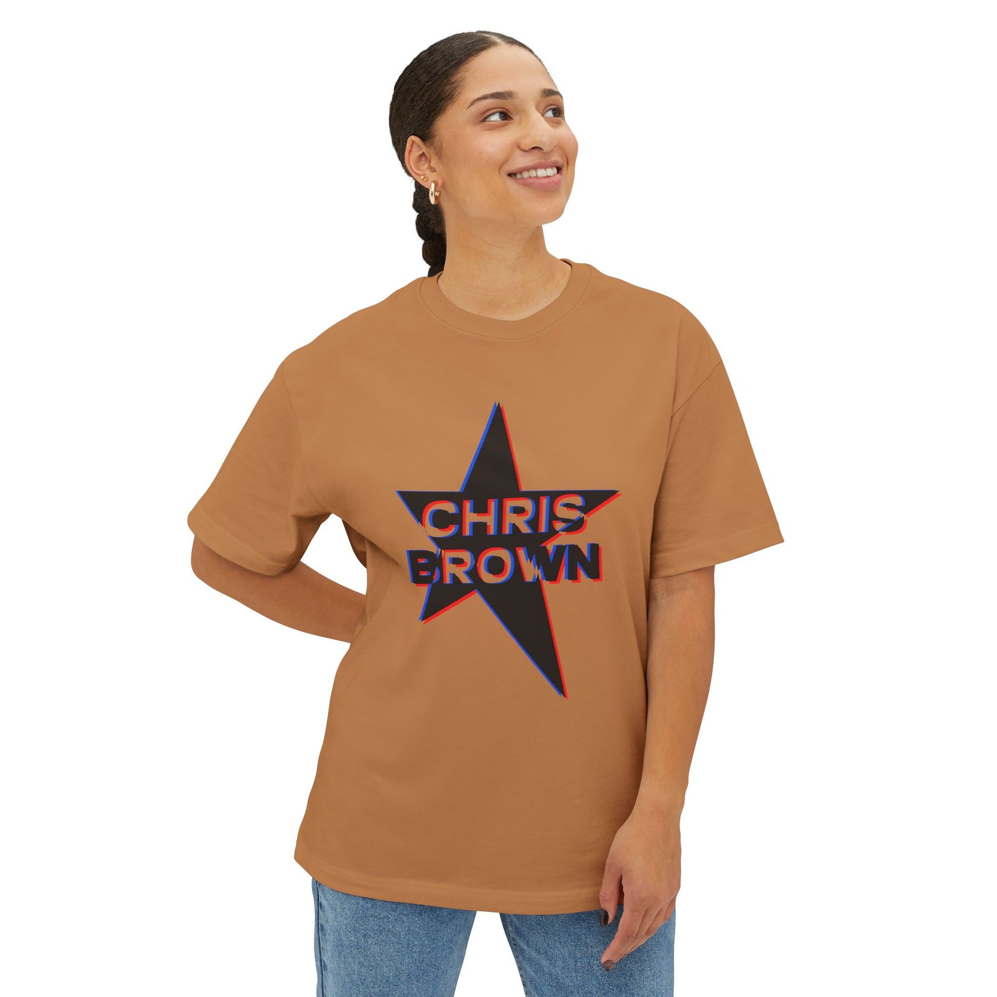Star Outline Retro Unisex oversized Boxy Tee - snazzymerch