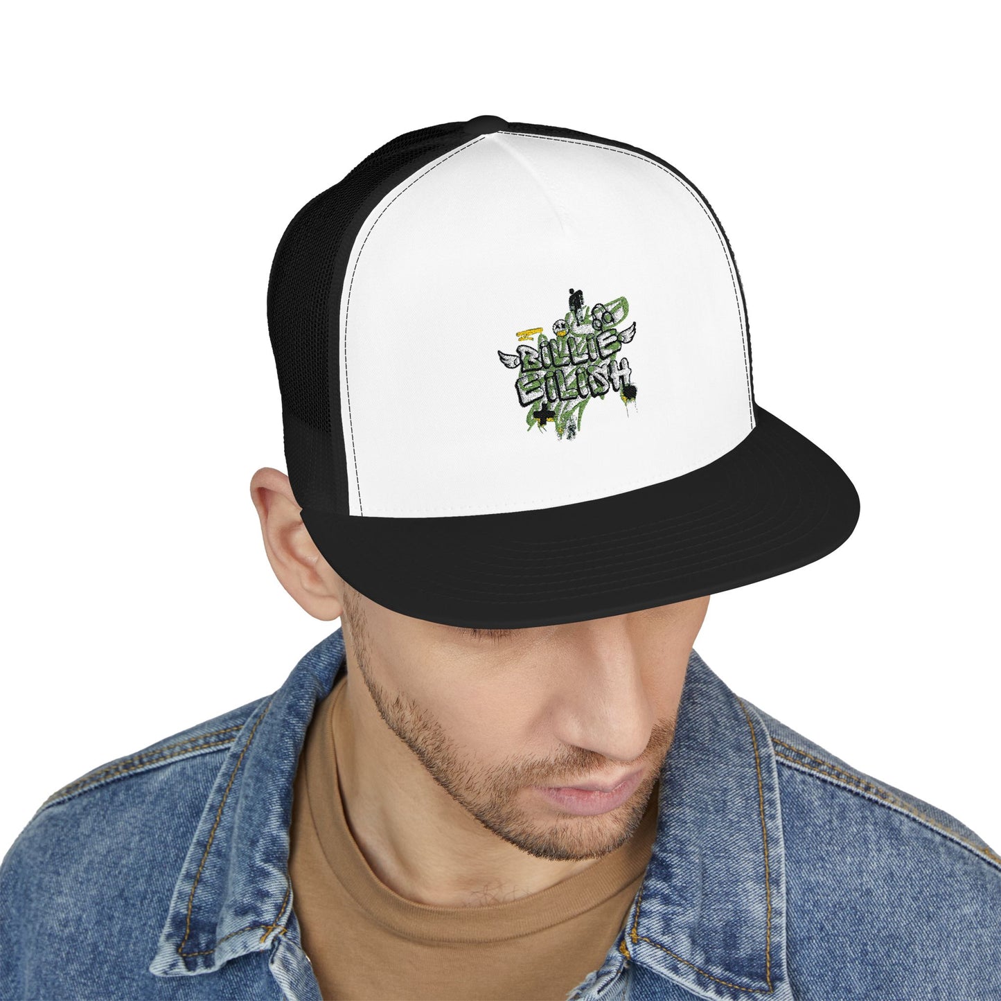 Billie Eilish Inspired Trucker Cap – Grunge Angel Graffiti Edition Printify