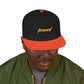 Orange Lightning Text Logo Snapback Cap Printify