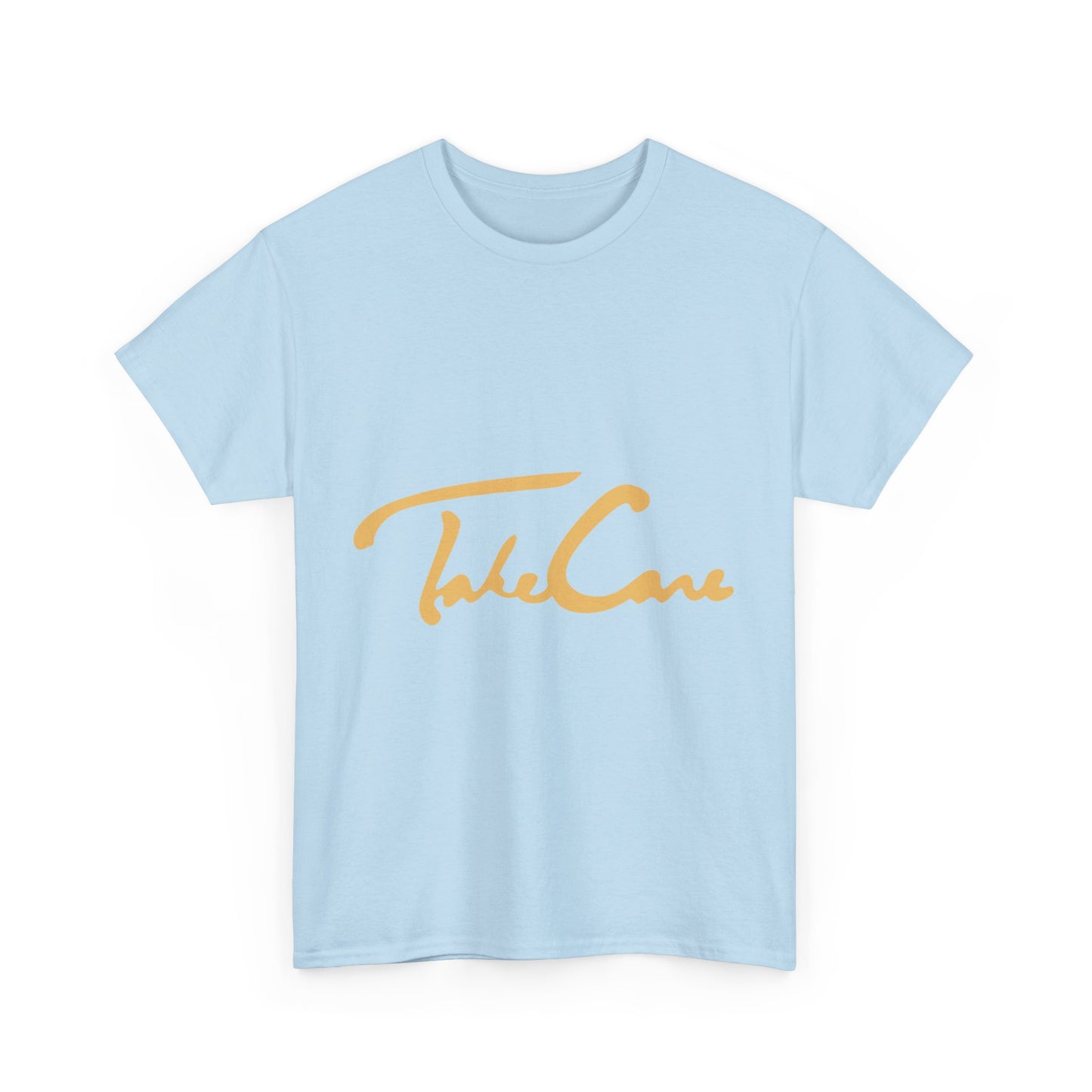 Take Care Gold Script Heavy Cotton Tee Printify