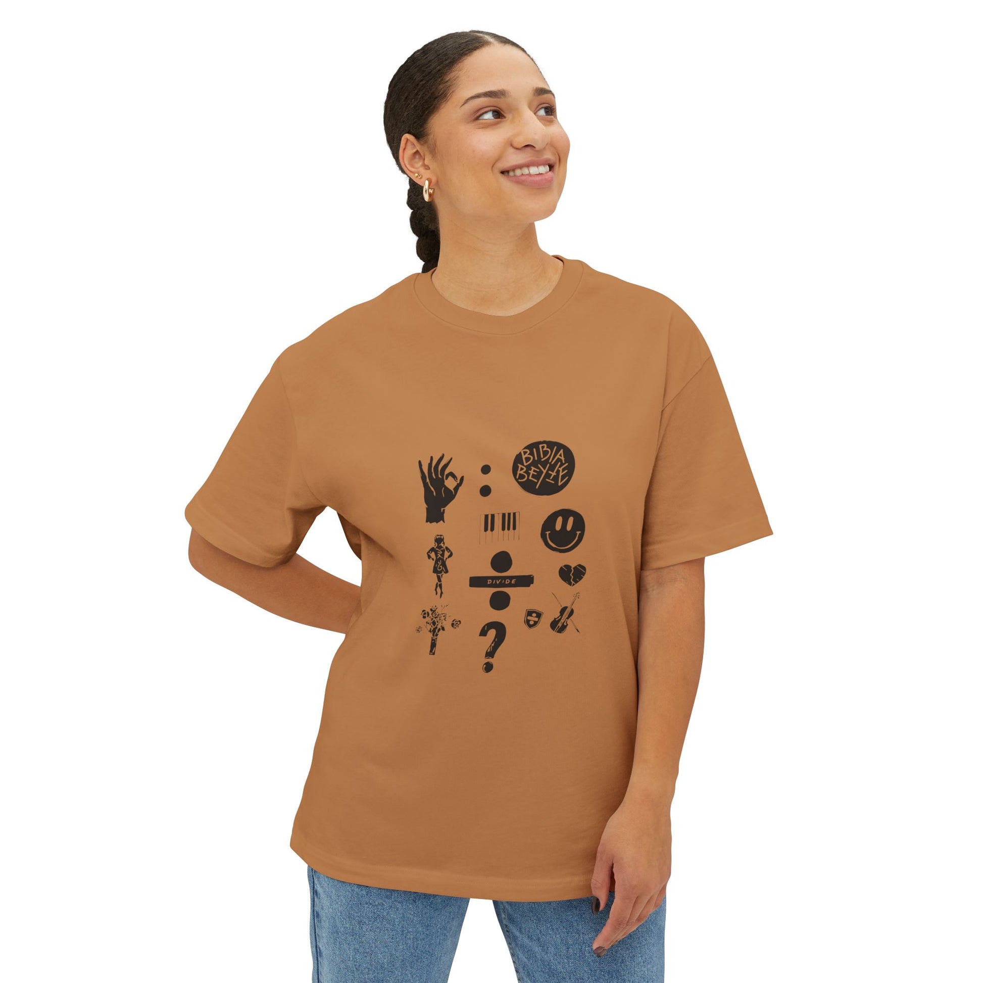 Ocean Wave with Heart Outline Oversized Boxy Tee Printify