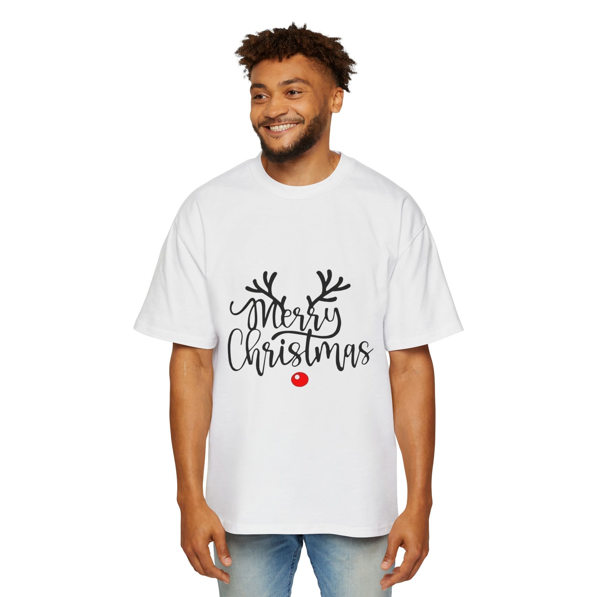 Merry Christmas Reindeer Oversized Unisex T-Shirt – Holiday Edition Printify