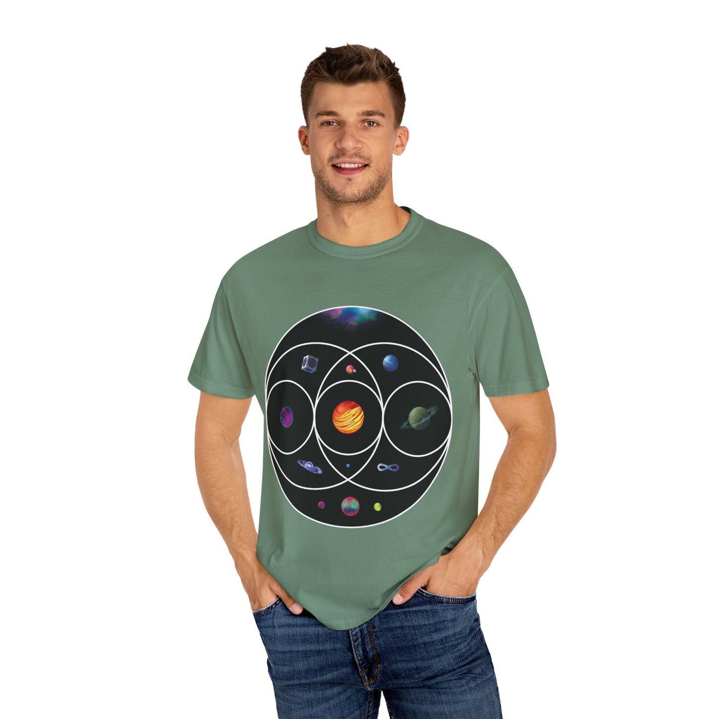 Unisex Garment-Dyed T-Shirt Inspired by Coldplay’s Illustration Concept Printify