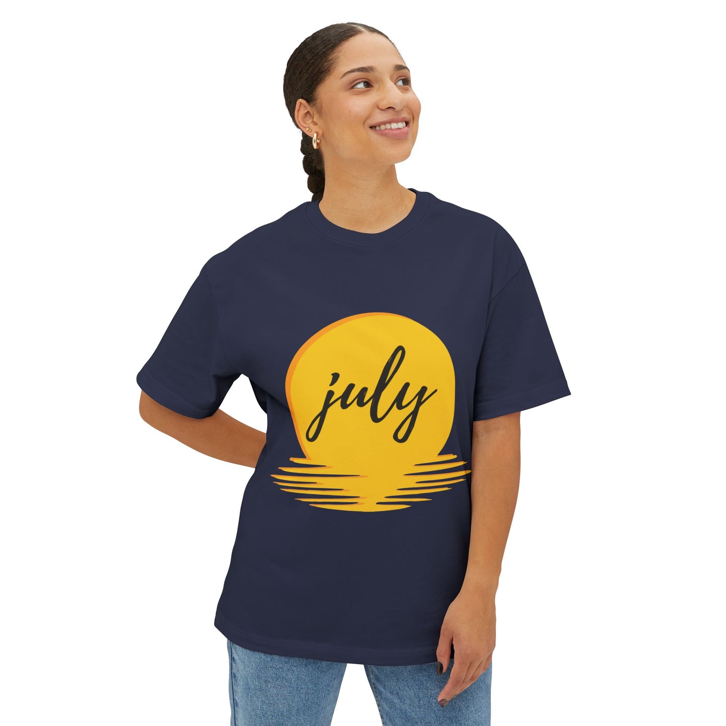 July Sun Graphic Unisex Oversized Boxy Tee - snazzymerch