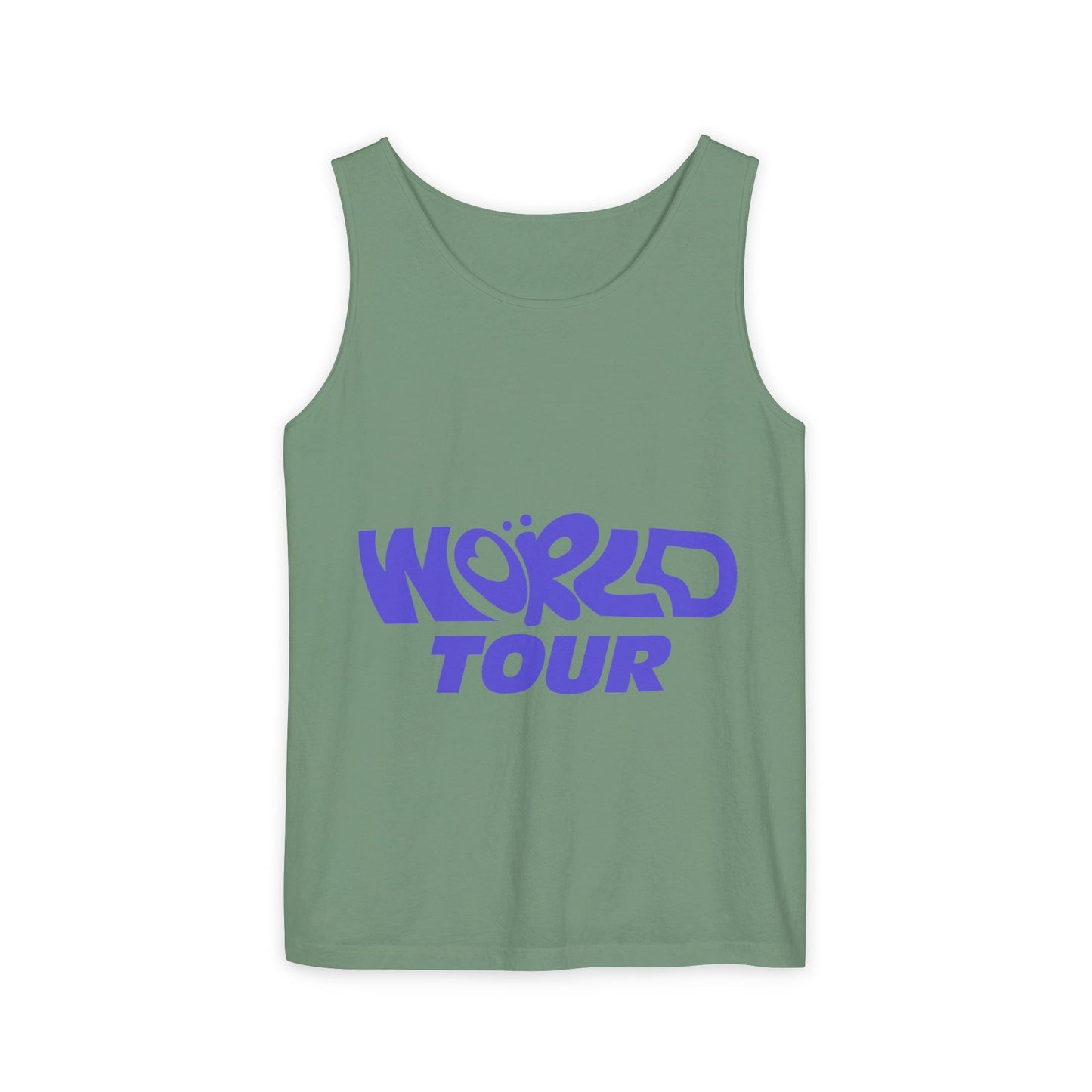 World Tour Bubble Letter-Dyed Tank Top Printify