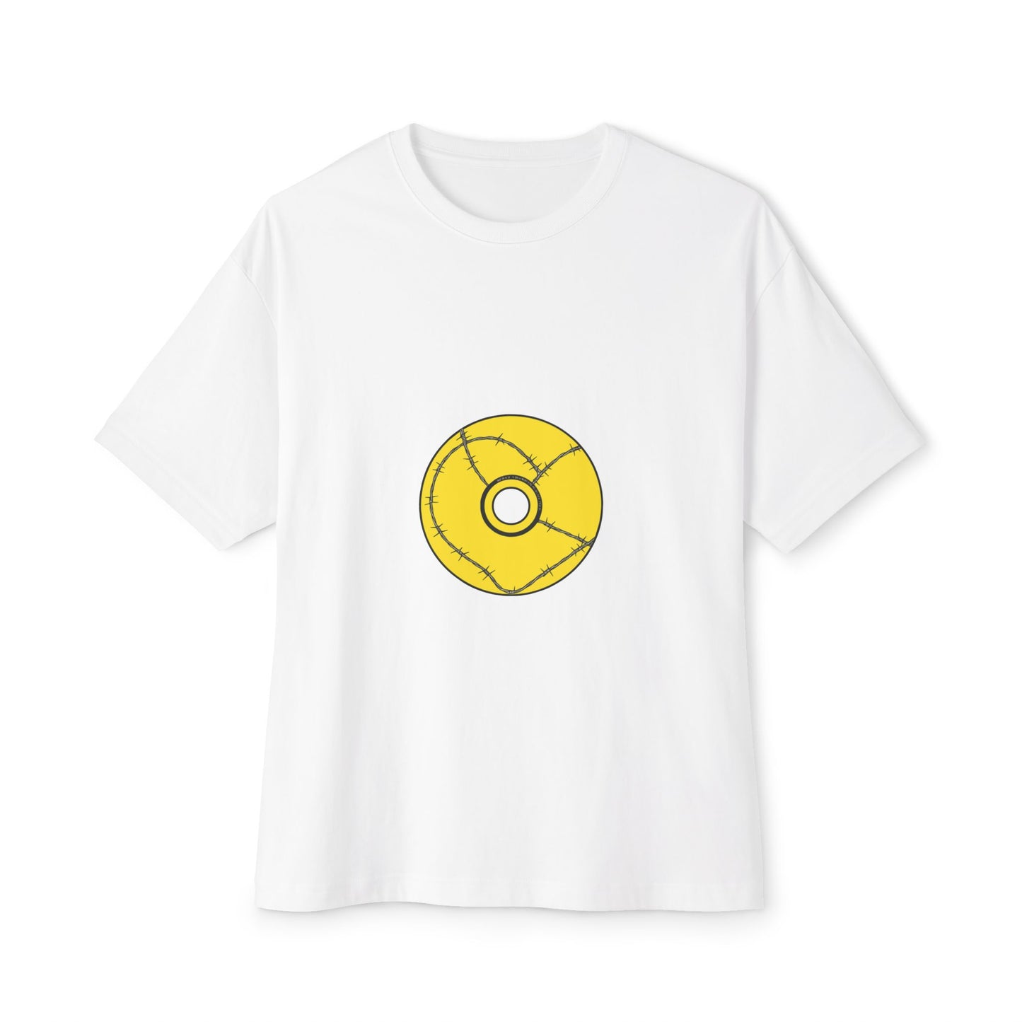 Minimalist Black Disc Outline Unisex Oversized Boxy Tee Printify