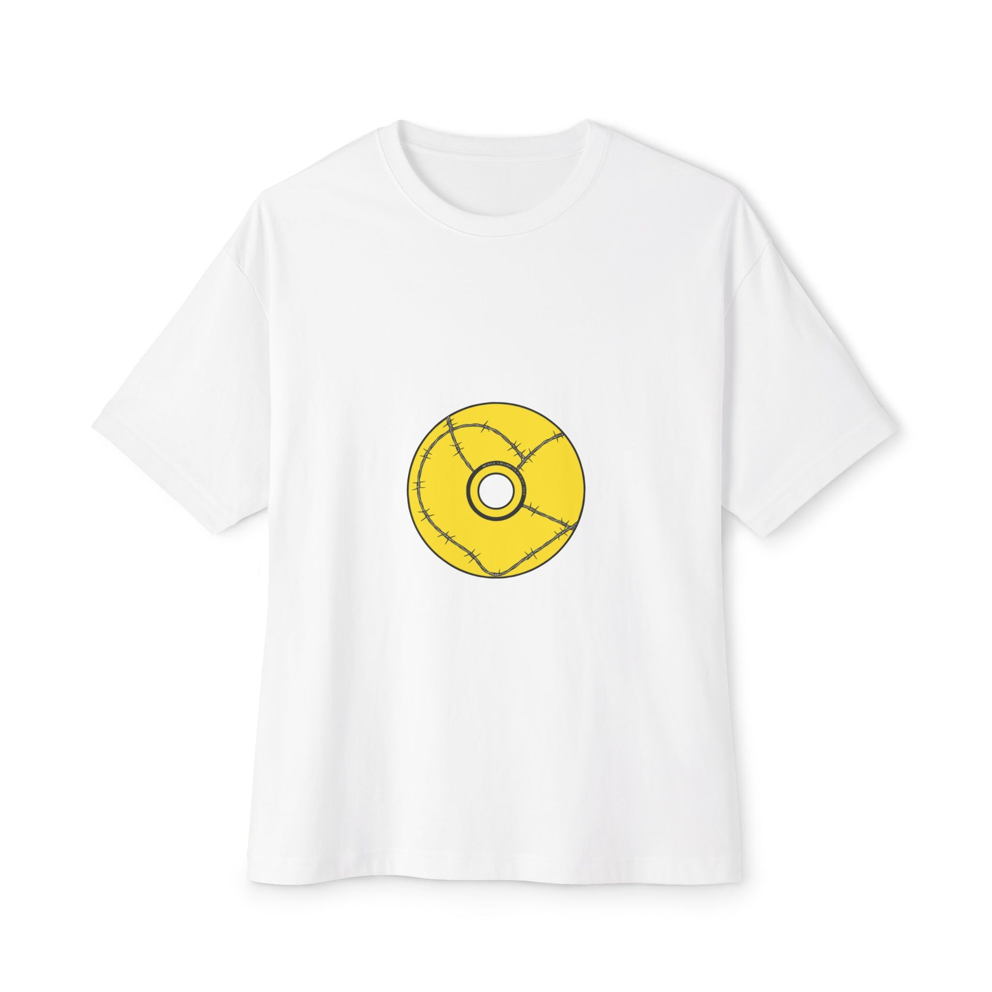 Minimalist Black Disc Outline Unisex Oversized Boxy Tee Printify