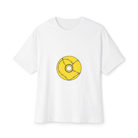 Minimalist Black Disc Outline Unisex Oversized Boxy Tee Printify