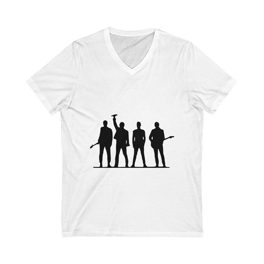 Retro Rock Vibes Unisex Jersey Short Sleeve V-Neck Tee - snazzymerch