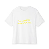 Open Vibes Yellow Script Unisex Oversized Boxy Tee Printify
