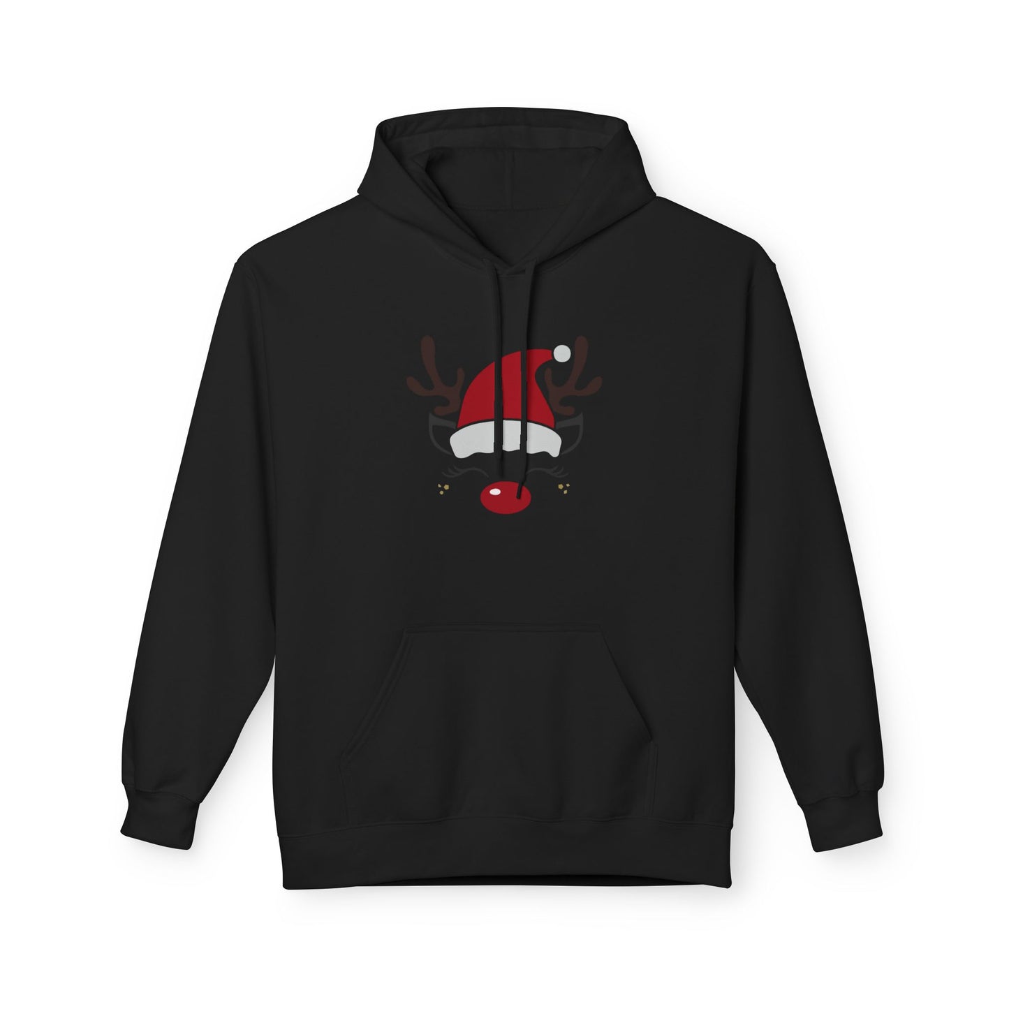 Santa Hat Reindeer Face Christmas Hoodie – Holiday Edition Printify