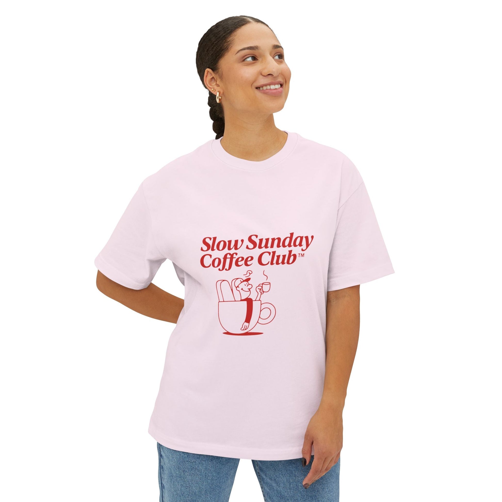 Unisex Oversized Tee – Snazzy Coffe Club Edition Printify