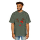 Cute Red Nose Reindeer Men's Heavy Oversized T-Shirt – Christmas Sale Edition Printify