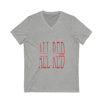 Dripping Red Script Unisex Jersey Short Sleeve V-Neck Tee - snazzymerch