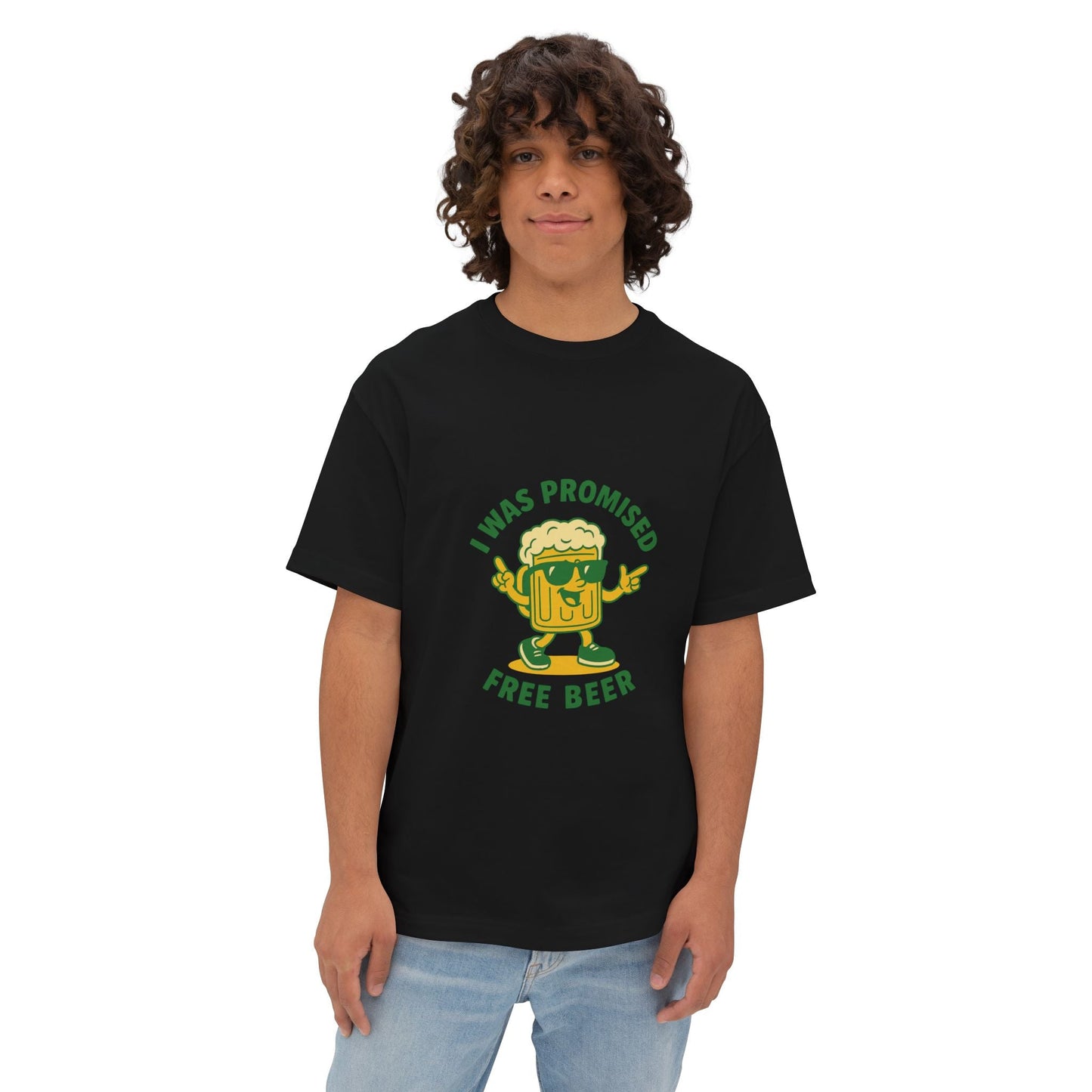 Unisex Oversized Tee – Snazzy Free Beer Edition Printify