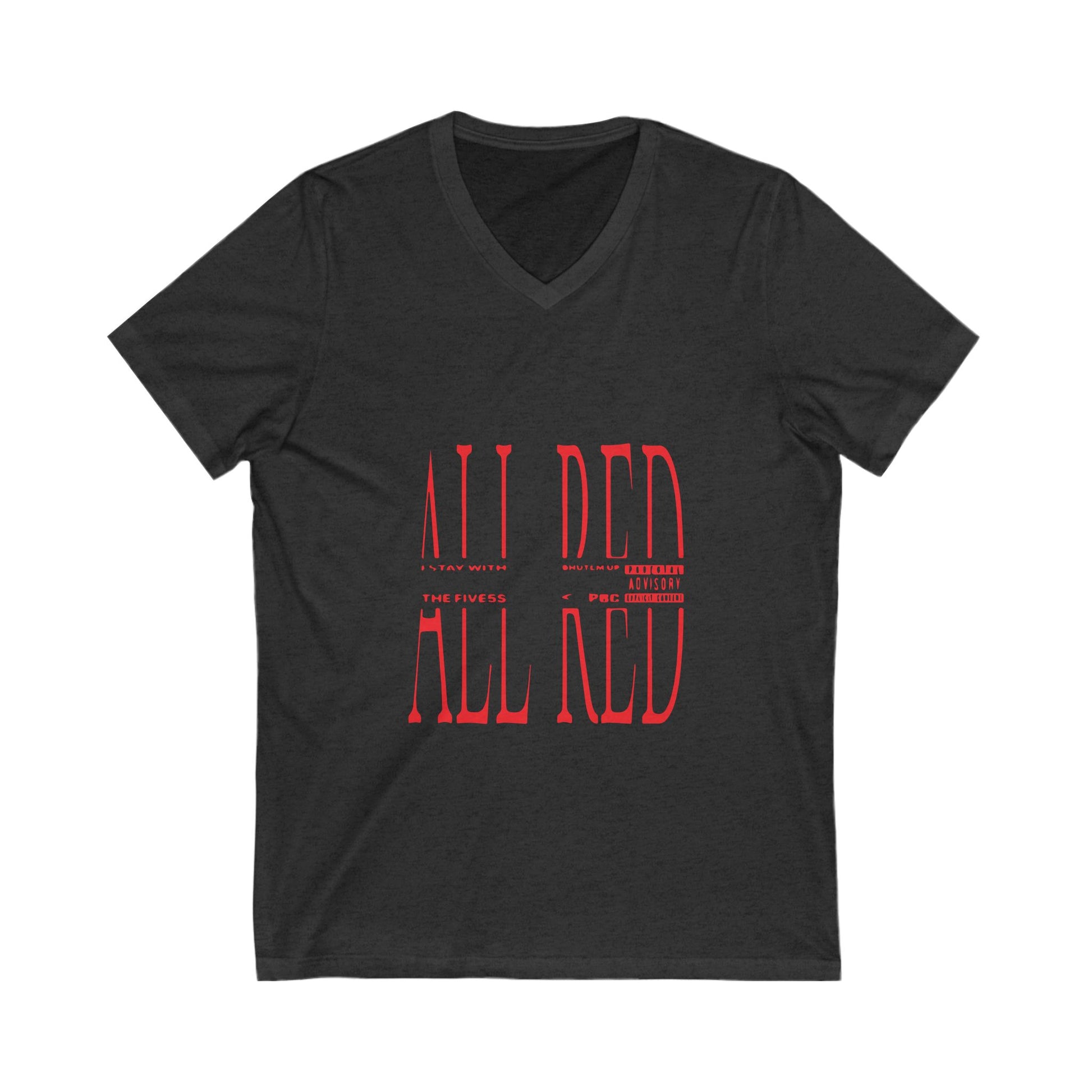 Dripping Red Script Unisex Jersey Short Sleeve V-Neck Tee - snazzymerch