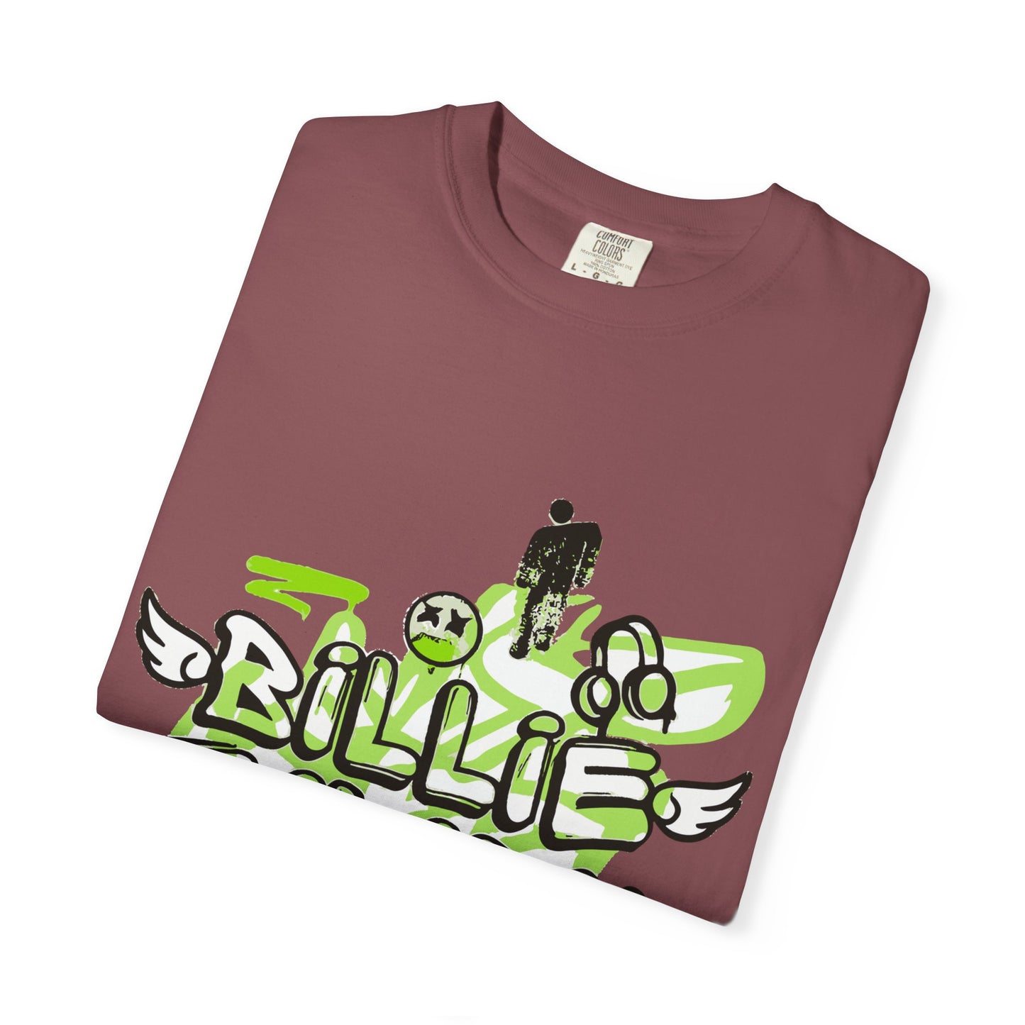 Billie Eilish Inspired Dyed T-shirt – Grunge Angel Graffiti Edition Printify