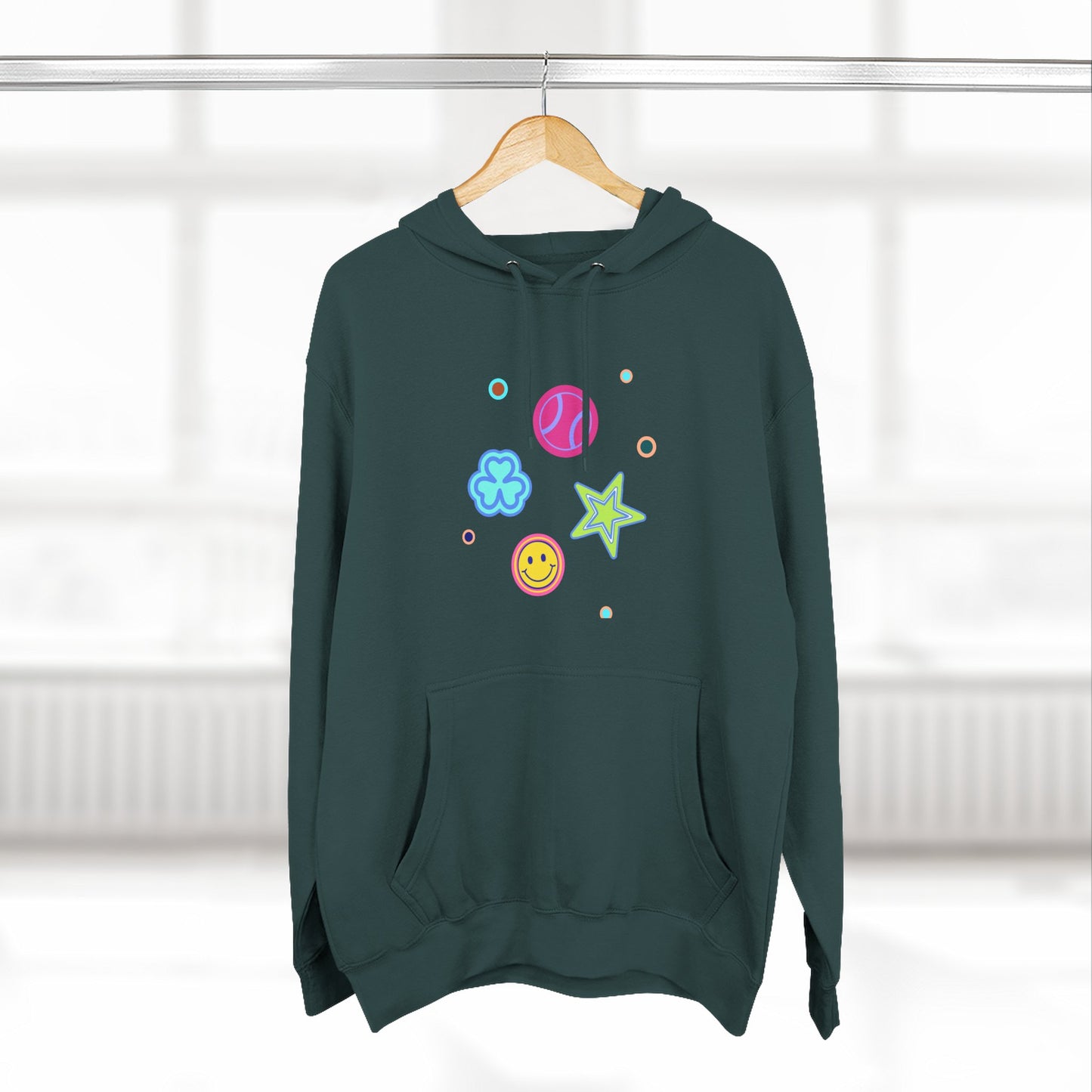 Color Pop Charm Patch Three-Panel Fleece Hoodie - snazzymerch