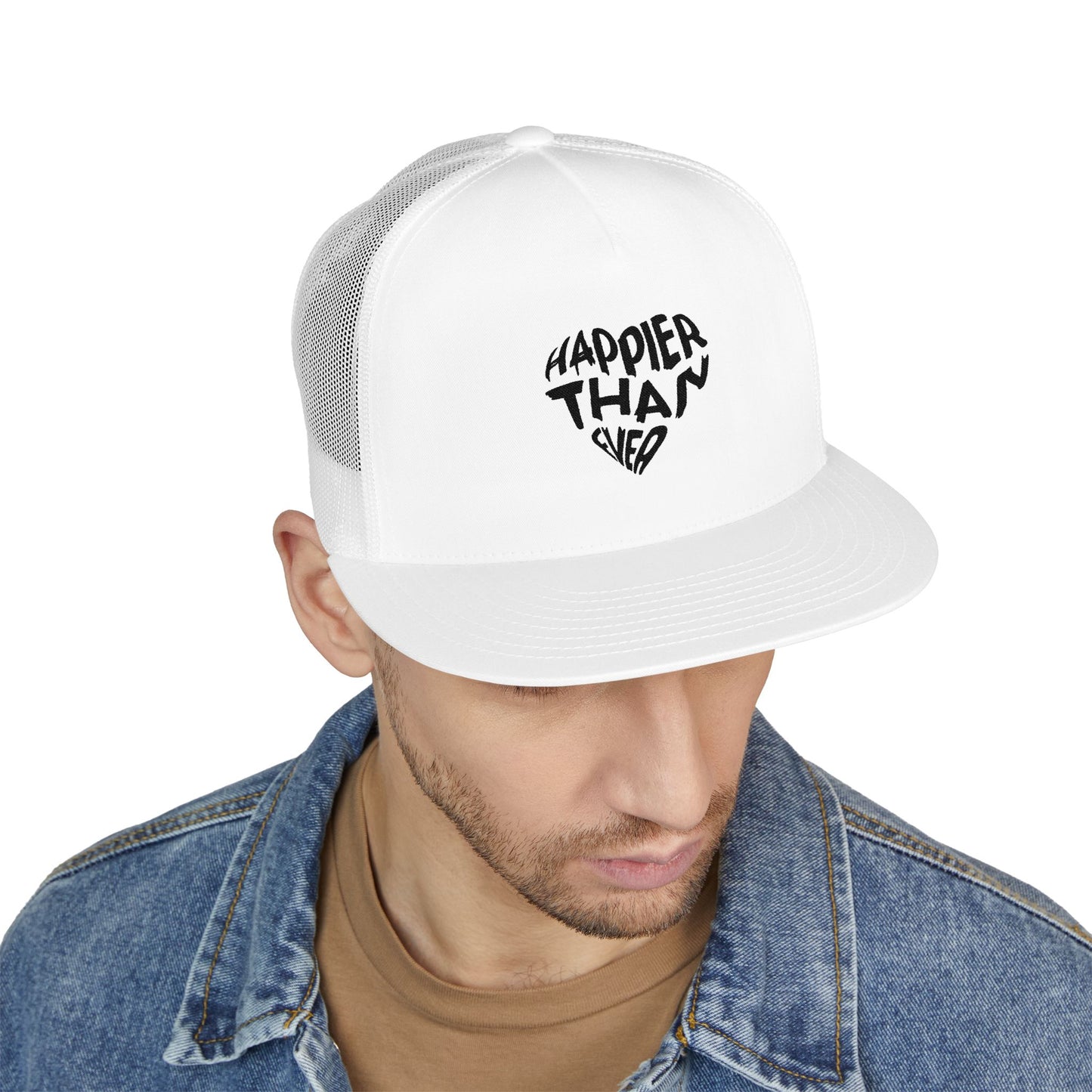 Billie Eilish Inspired Trucker Cap – Happier Heart Lettering Edition Printify
