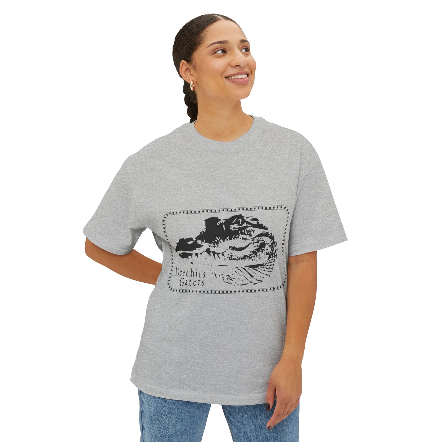 Bold Outline Typography Unisex Oversized Boxy Tee - snazzymerch