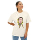 Cartoon Face with Sunflowers Unisex Oversized Boxy Tee Printify