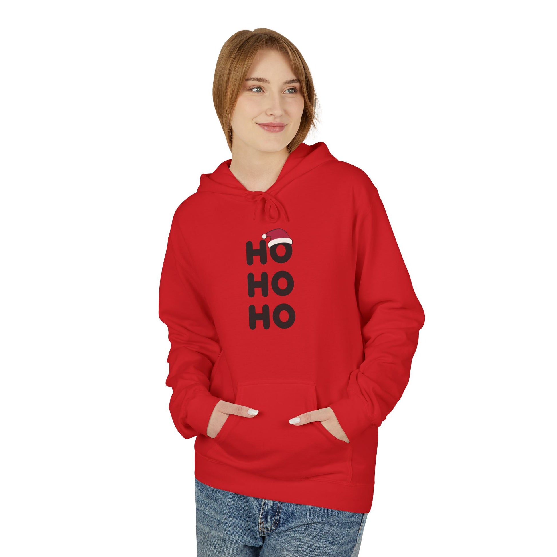 HO HO HO Christmas Typography Hoodie – Holiday Edition Printify
