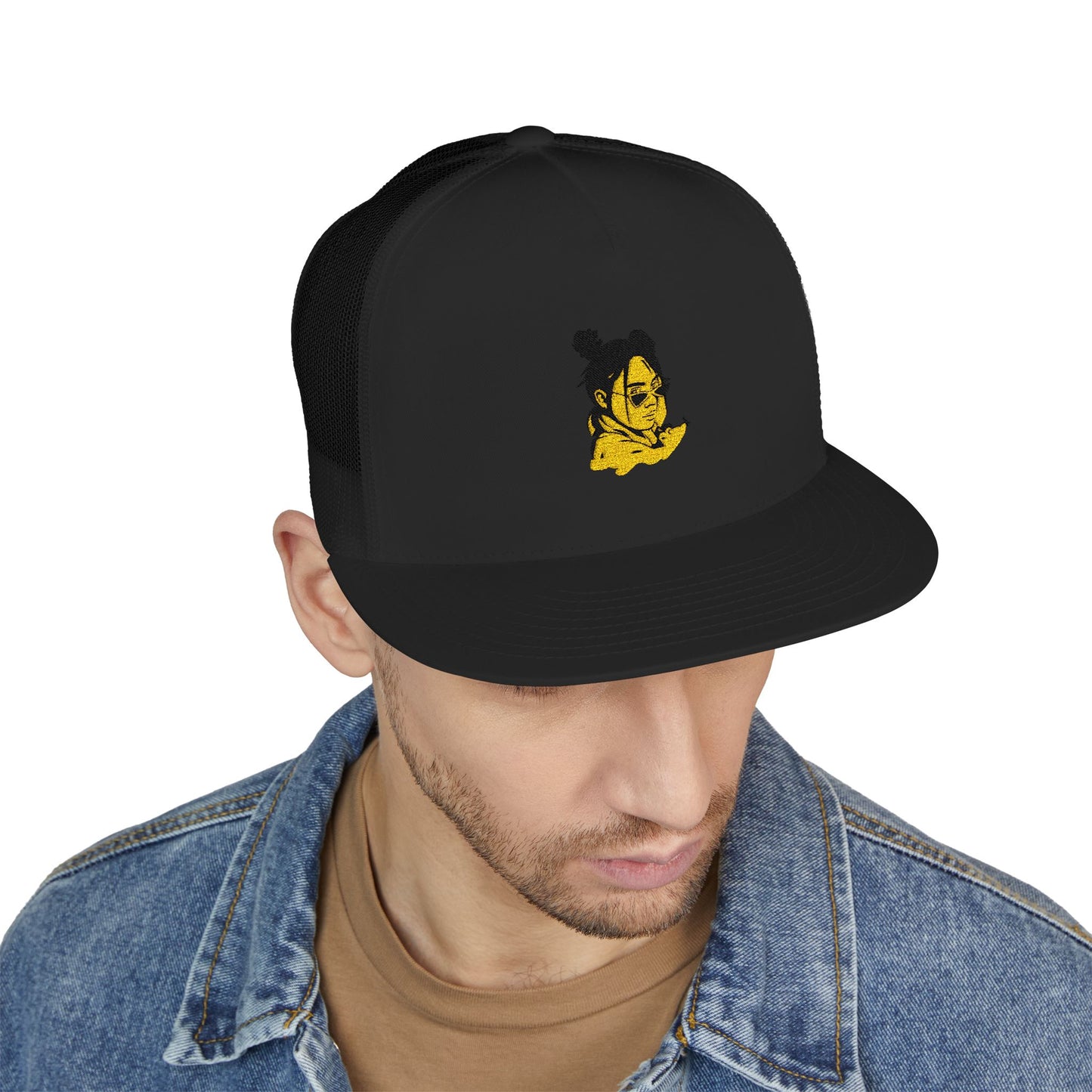 Billie Eilish Inspired Trucker Cap – Neon Mood Portrait Edition Printify