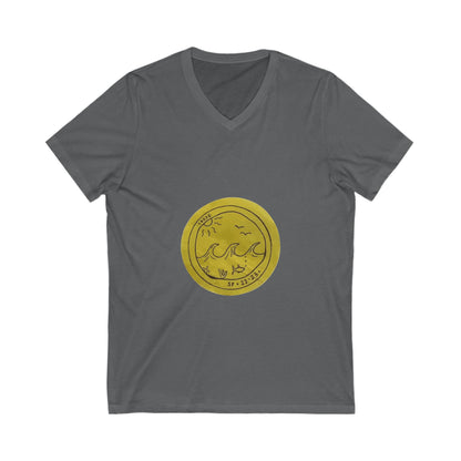 Ocean Wave Unisex Jersey Short Sleeve V-Neck Tee - snazzymerch