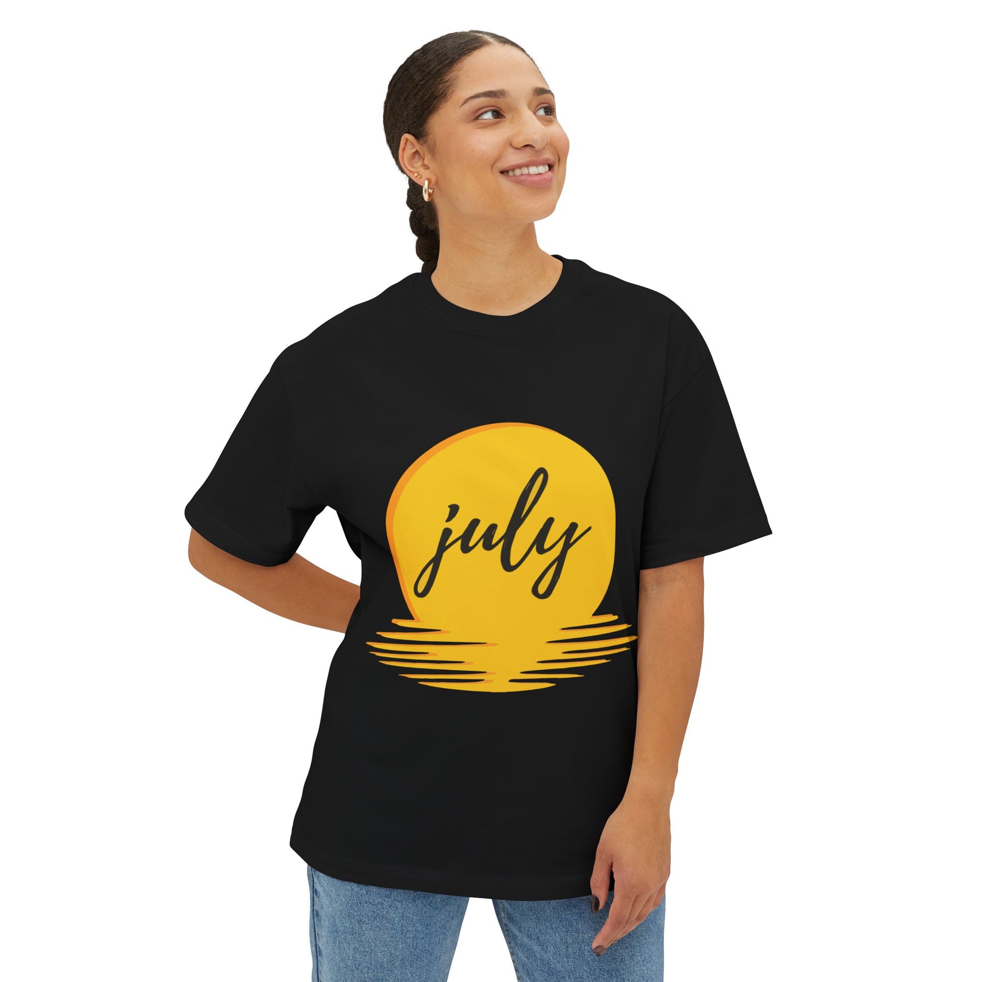 July Sun Graphic Unisex Oversized Boxy Tee - snazzymerch