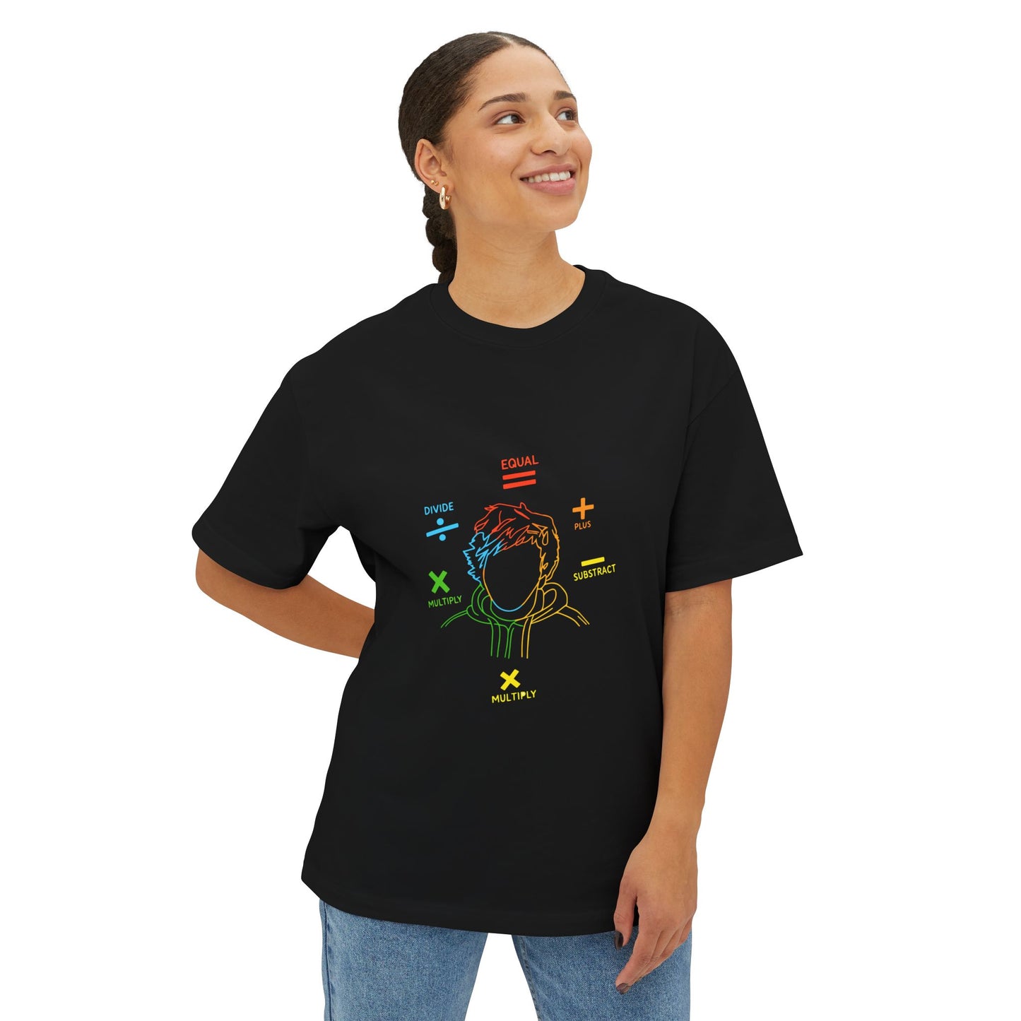 Minimalist Divide Symbol with Brush Oversized Boxy Tee Printify