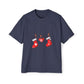 Festive Stockings Line Oversized Tee – Christmas Special Printify