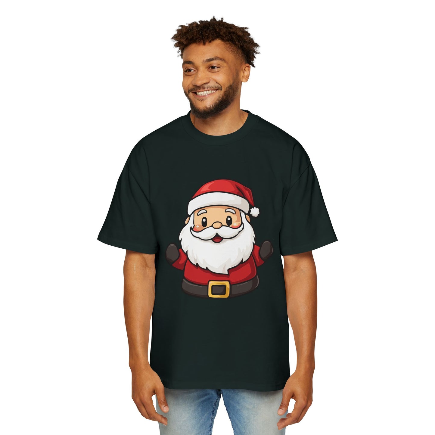 Cute Santa Claus Oversized Tee – Festive Christmas Cartoon T-Shirt Printify