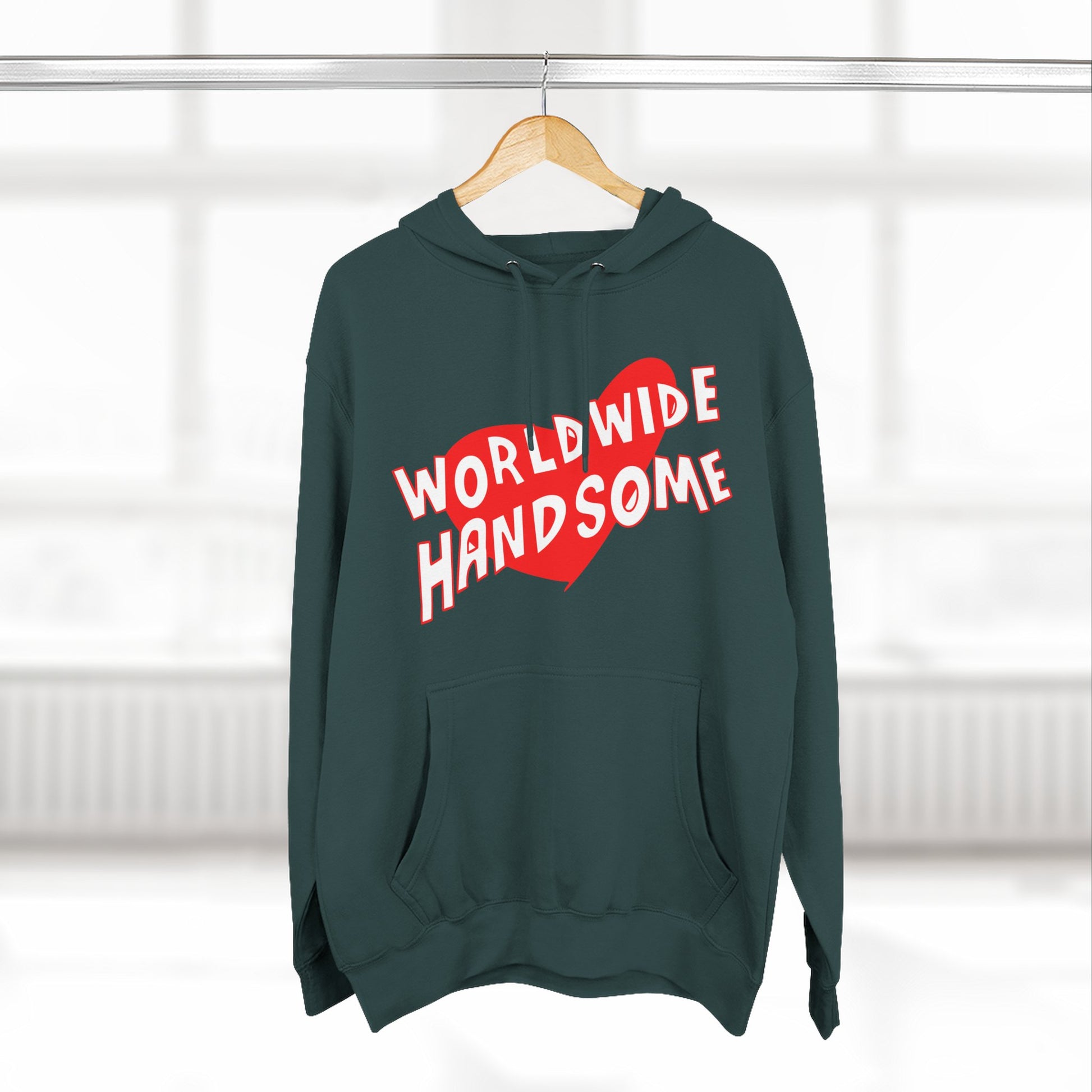 Worldwide Handsome Heart Three-Panel Fleece Hoodie - snazzymerch
