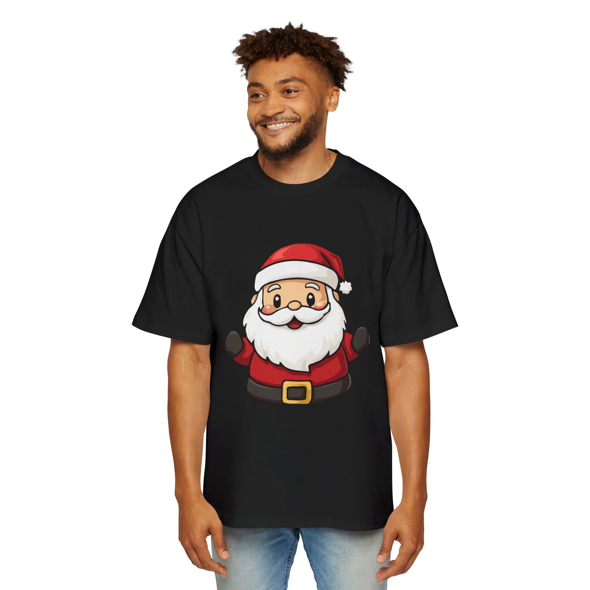 Cute Santa Claus Oversized Tee – Festive Christmas Cartoon T-Shirt Printify