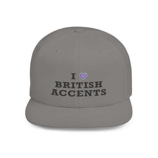I Love British Accents - Flat Bill Snapback Printify