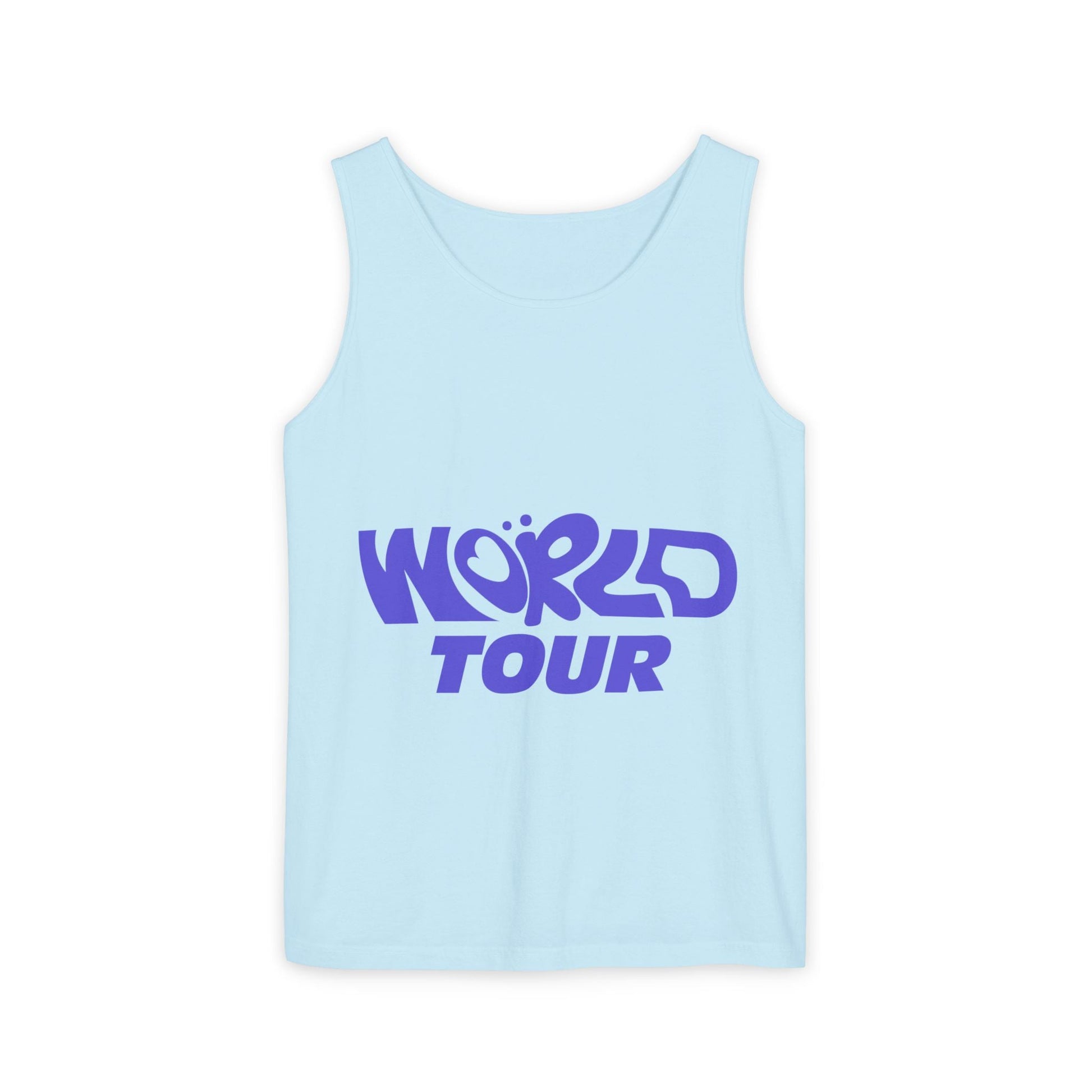 World Tour Bubble Letter-Dyed Tank Top Printify