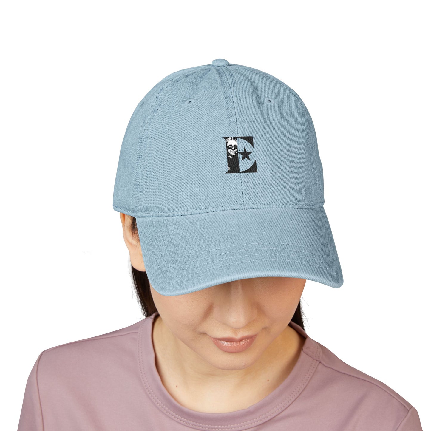 Black & White Portrait Denim Hat (Embroidery) - snazzymerch