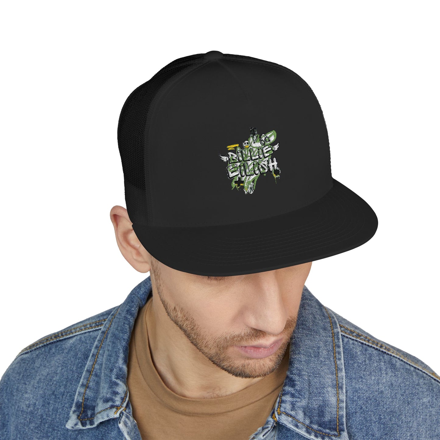 Billie Eilish Inspired Trucker Cap – Grunge Angel Graffiti Edition Printify